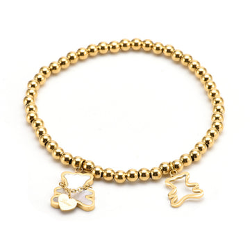 [Love Lucky]Beaded Hollow Fritillary Bear Bracelet