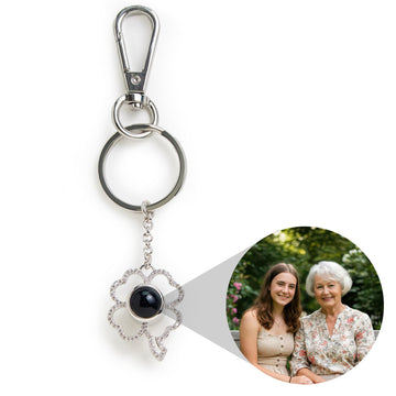 Personalized Four Leaf Clover Photo Keychain