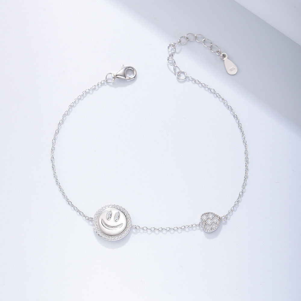 [Love Lucky]S925 silver smiley face zircon bracelet