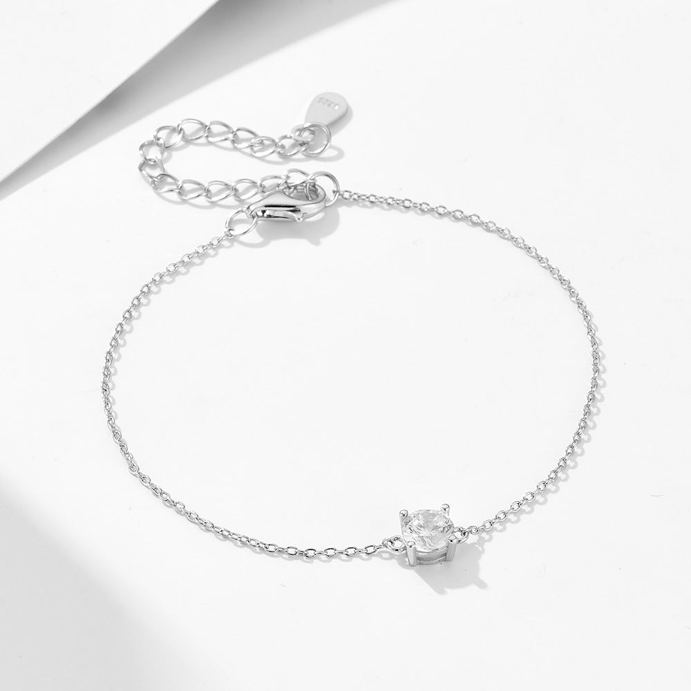 [Love Lucky]S925 sterling silver daily basic single diamond bracelet